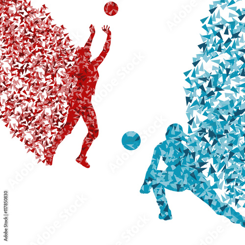 Volleyball player woman silhouette abstract vector background