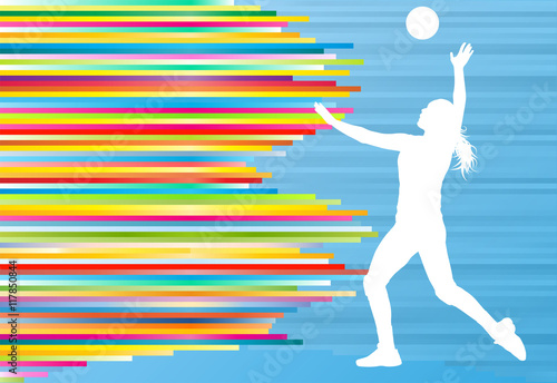 Volleyball player woman silhouette abstract vector background
