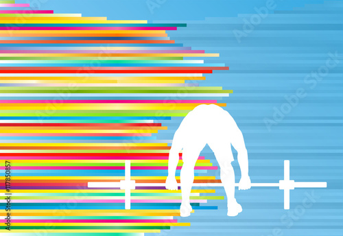 Man powerlifting barbell crossfit gym vector abstract