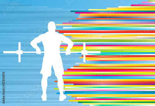 Man powerlifting barbell crossfit gym vector abstract