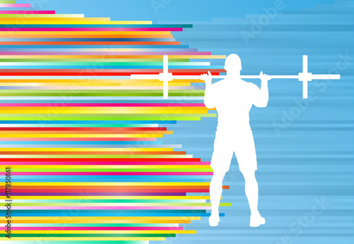 Man powerlifting barbell crossfit gym vector abstract