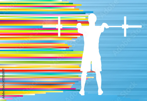 Man powerlifting barbell crossfit gym vector abstract