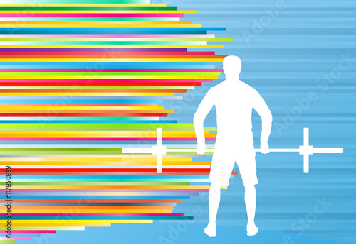Man powerlifting barbell crossfit gym vector abstract