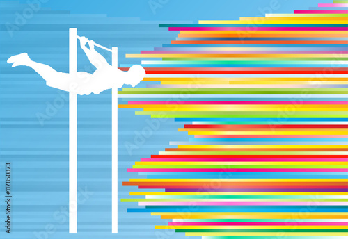 Man pull-ups bar exercising gym vector