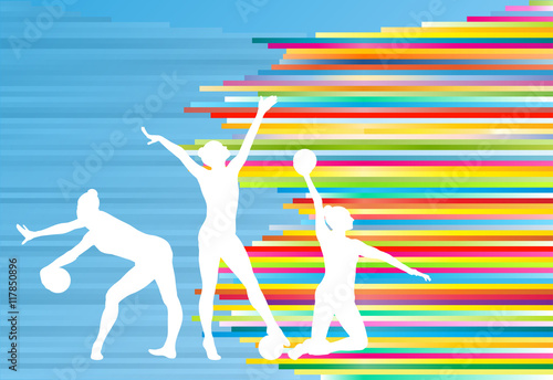 Gymnastic girl with ball abstract vector background colorful str