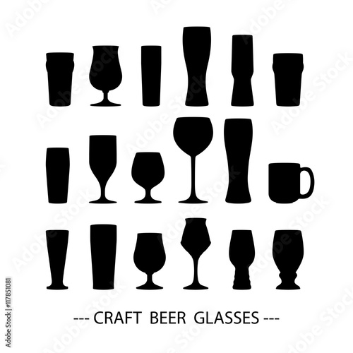 Craft beer glass icons set