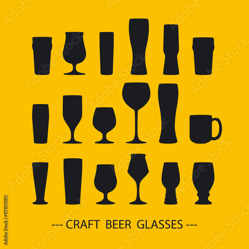 Craft beer glass icons set