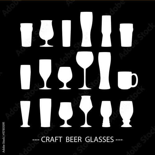 Craft beer glass icons set