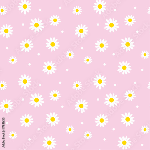daisy cute seamless pattern. floral retro style simple motif. wh © galyna_p