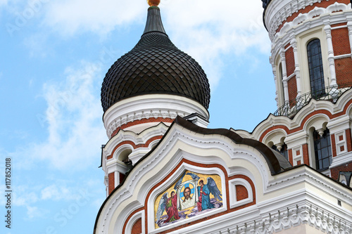 Alexander Nevsky Cathedral. Old city, Tallinn, Estonia. A USSR Soviet era church with Obion Domes. Building Completed 1900.