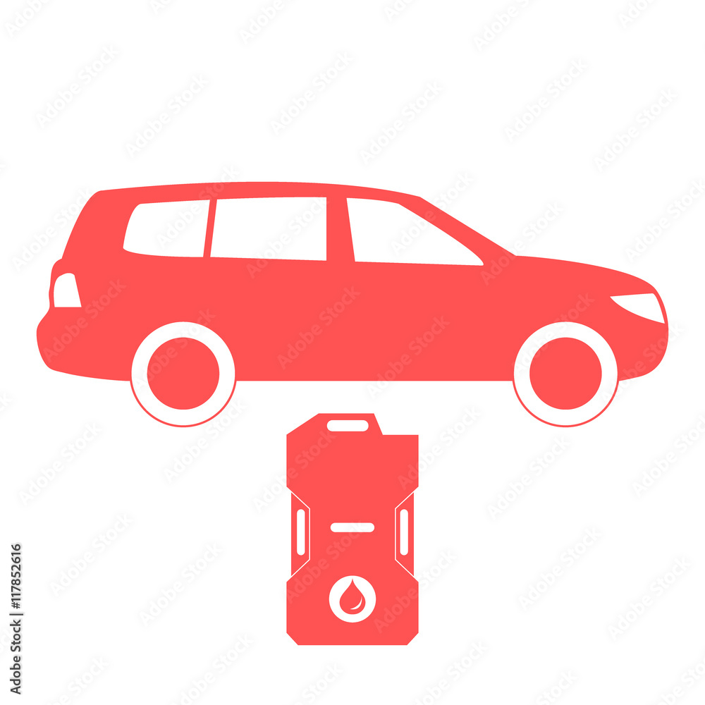 Stylized icon of the car and canister of gasoline Stylized icon of the car and canister of gasoline