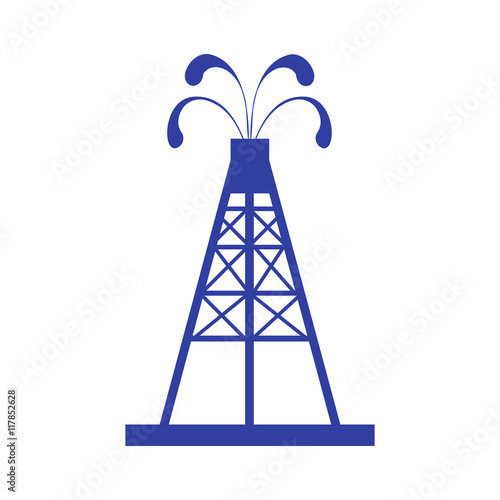 Stylized icon of the oil rig with fountains spurting up oil with