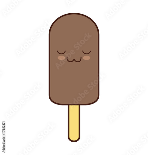ice cream kawaii dessert cartoon happy icon. Isolated and flat illustration. Vector graphic