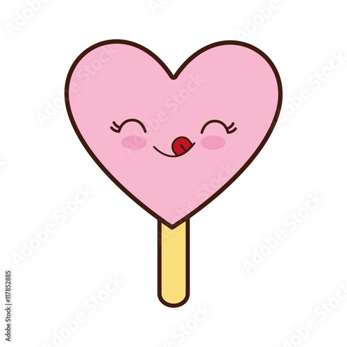 ice cream heart kawaii dessert cartoon happy icon. Isolated and flat illustration. Vector graphic