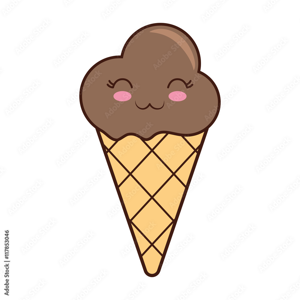 ice cream cone kawaii dessert cartoon happy icon. Isolated and flat illustration. Vector graphic ice cream cone kawaii dessert cartoon happy icon. Isolated and flat illustration. Vector graphic
