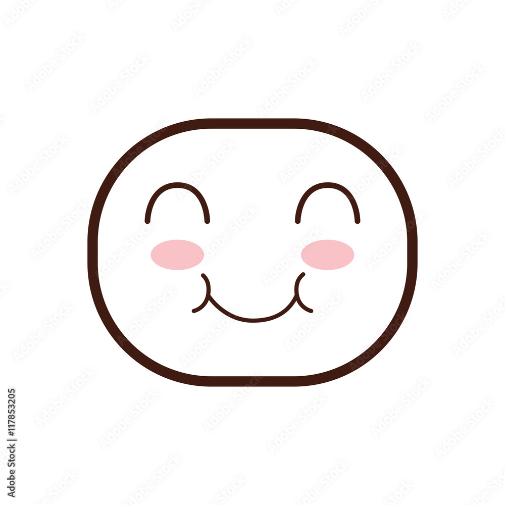 kawaii happy oval face cartoon expression icon. Isolated and flat illustration. Vector graphic