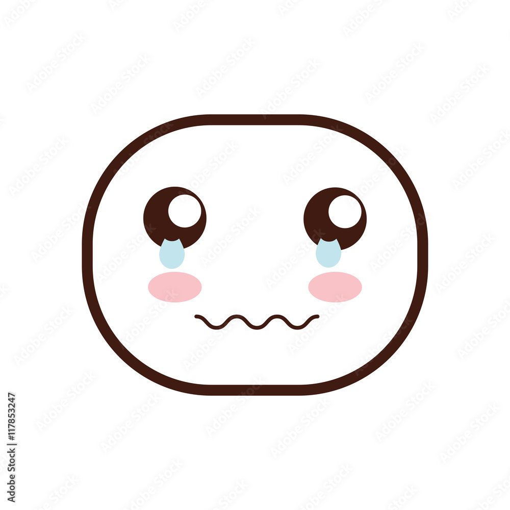 kawaii cry oval face cartoon expression icon. Isolated and flat illustration. Vector graphic kawaii cry oval face cartoon expression icon. Isolated and flat illustration. Vector graphic