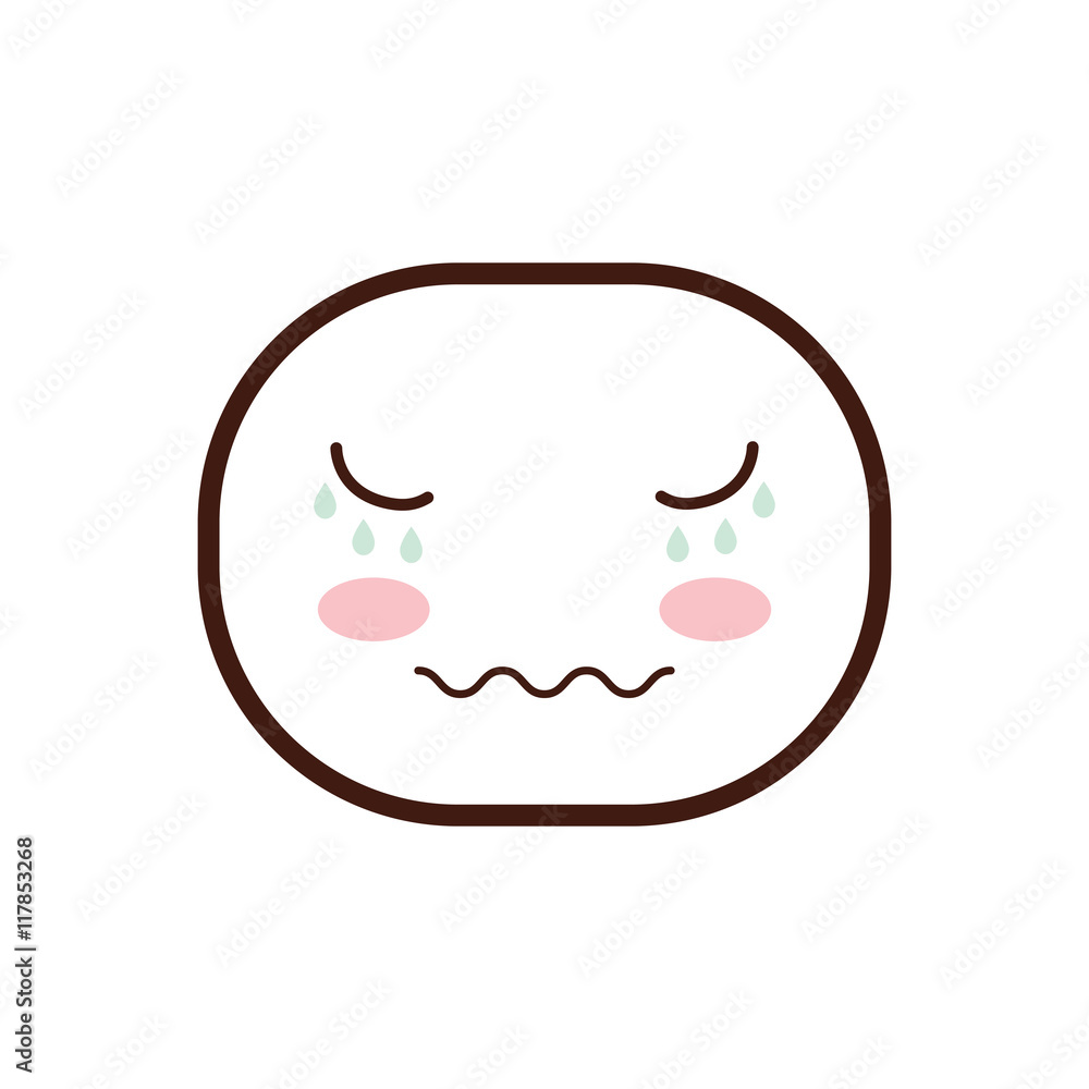 kawaii cry oval face cartoon expression icon. Isolated and flat illustration. Vector graphic kawaii cry oval face cartoon expression icon. Isolated and flat illustration. Vector graphic
