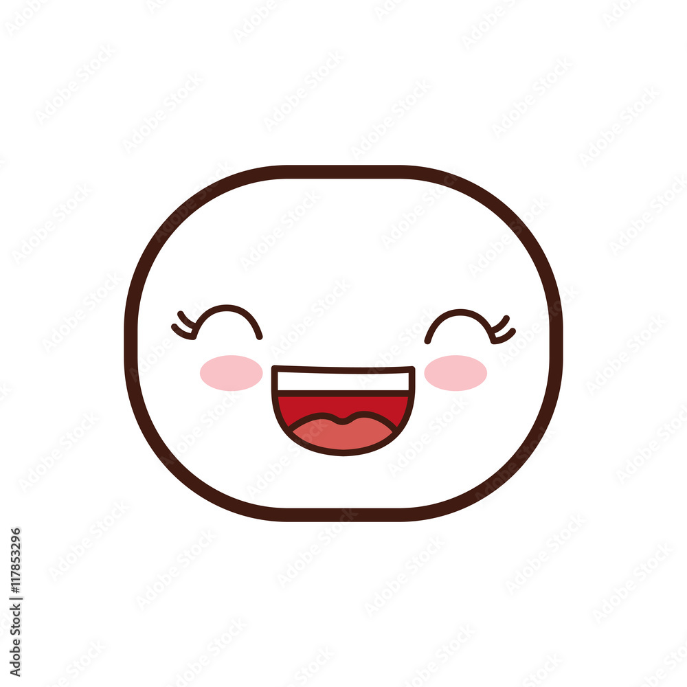 kawaii happy oval face cartoon expression icon. Isolated and flat illustration. Vector graphic kawaii happy oval face cartoon expression icon. Isolated and flat illustration. Vector graphic