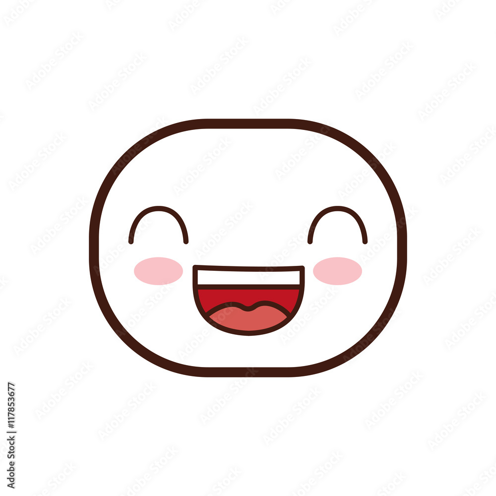kawaii happy oval face cartoon expression icon. Isolated and flat illustration. Vector graphic kawaii happy oval face cartoon expression icon. Isolated and flat illustration. Vector graphic