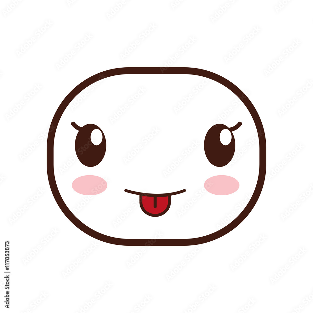 kawaii happy oval face cartoon expression icon. Isolated and flat illustration. Vector graphic kawaii happy oval face cartoon expression icon. Isolated and flat illustration. Vector graphic