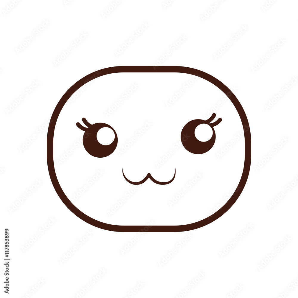 kawaii happy oval face cartoon expression icon. Isolated and flat illustration. Vector graphic kawaii happy oval face cartoon expression icon. Isolated and flat illustration. Vector graphic