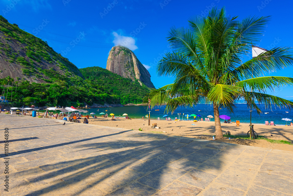 Mountain Sugar Loaf and Vermelha beach in Rio de Janeiro. Brazil