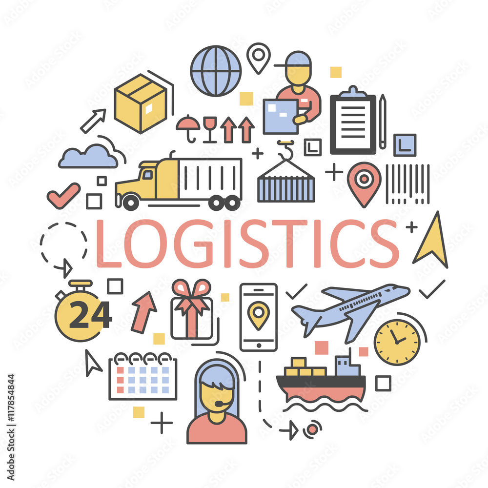 Shipping and Logistics Icons Set Delivery Service. Vector illustration