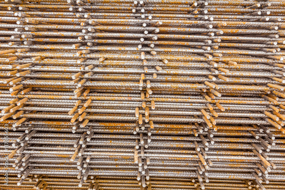 Pile of rusty reinforcing mesh, armature Pile of rusty reinforcing mesh, armature