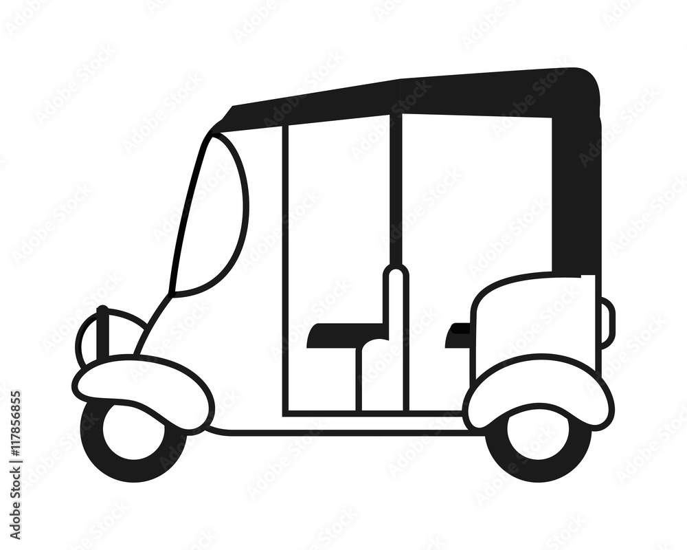 flat design rickshaw or tuk tuk icon vector illustration