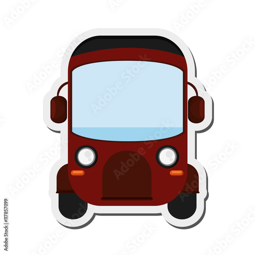 flat design red rickshaw or tuk tuk icon vector illustration