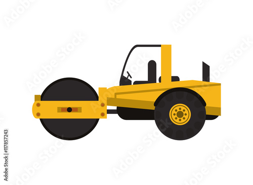 flat design industrial steamroller icon vector illustration