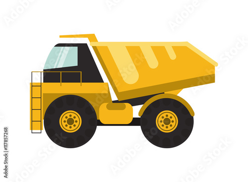 flat design dump truck icon vector illustration