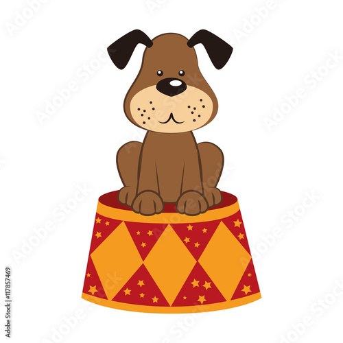 dog circus stand icon vector illustration