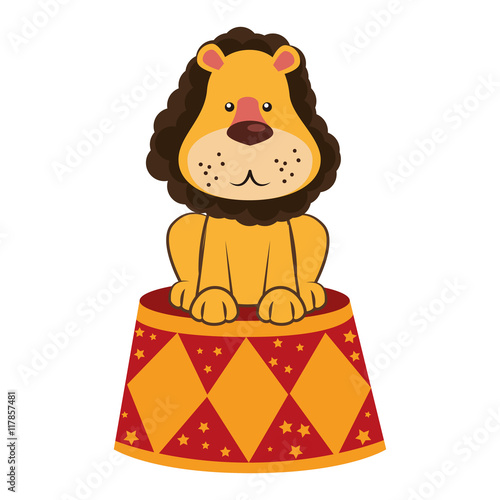 lion circus stand cartoon design