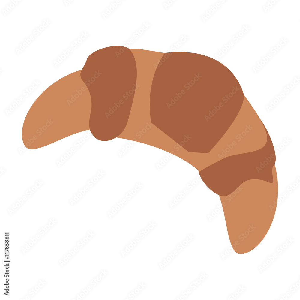 flat design whole croissant icon vector illustration