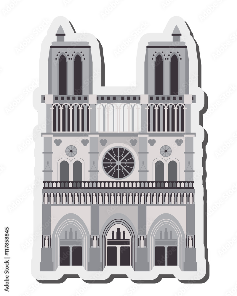 Fototapeta premium flat design notre dame de paris icon vector illustration