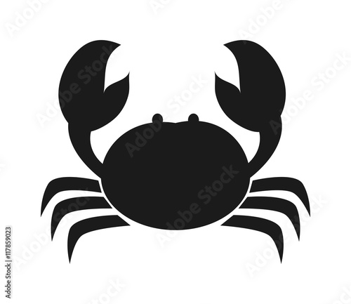 flat design cartoon crab icon vector illustration