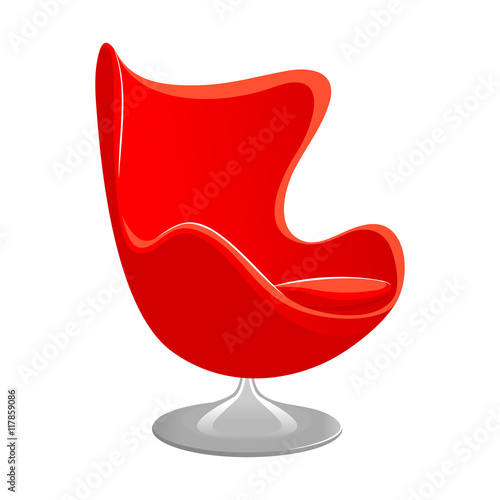 Red Modern armchair. Luxury furniture. Style armchair vector illustration isolated on white