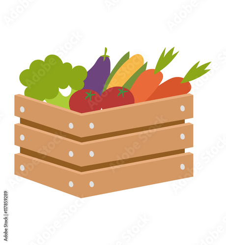 Vegetable box vector illustration.