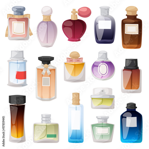 Perfume bottle vector set.