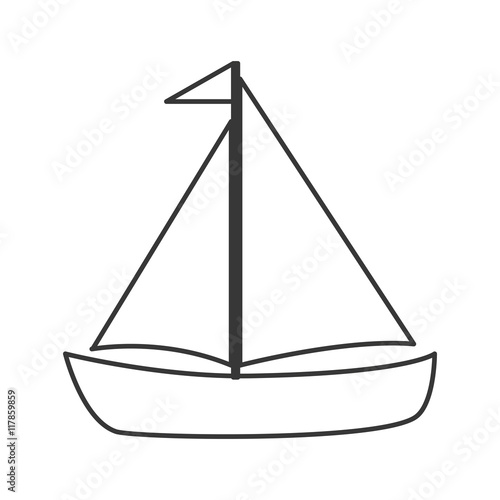 flat design sail boat icon vector illustration