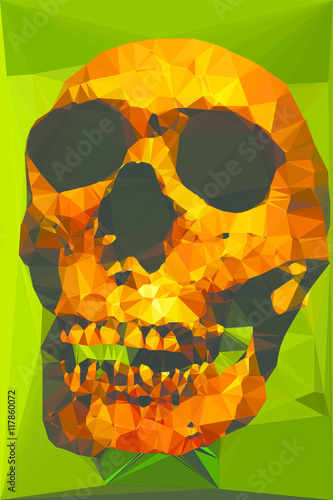 vettoriale geometrico di teschio umano su fondo verde
