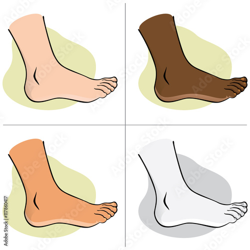 Person, side view human foot. ethnic. Ideal for catalogs, informational and institutional guides