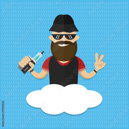 flat illustration of man with vape