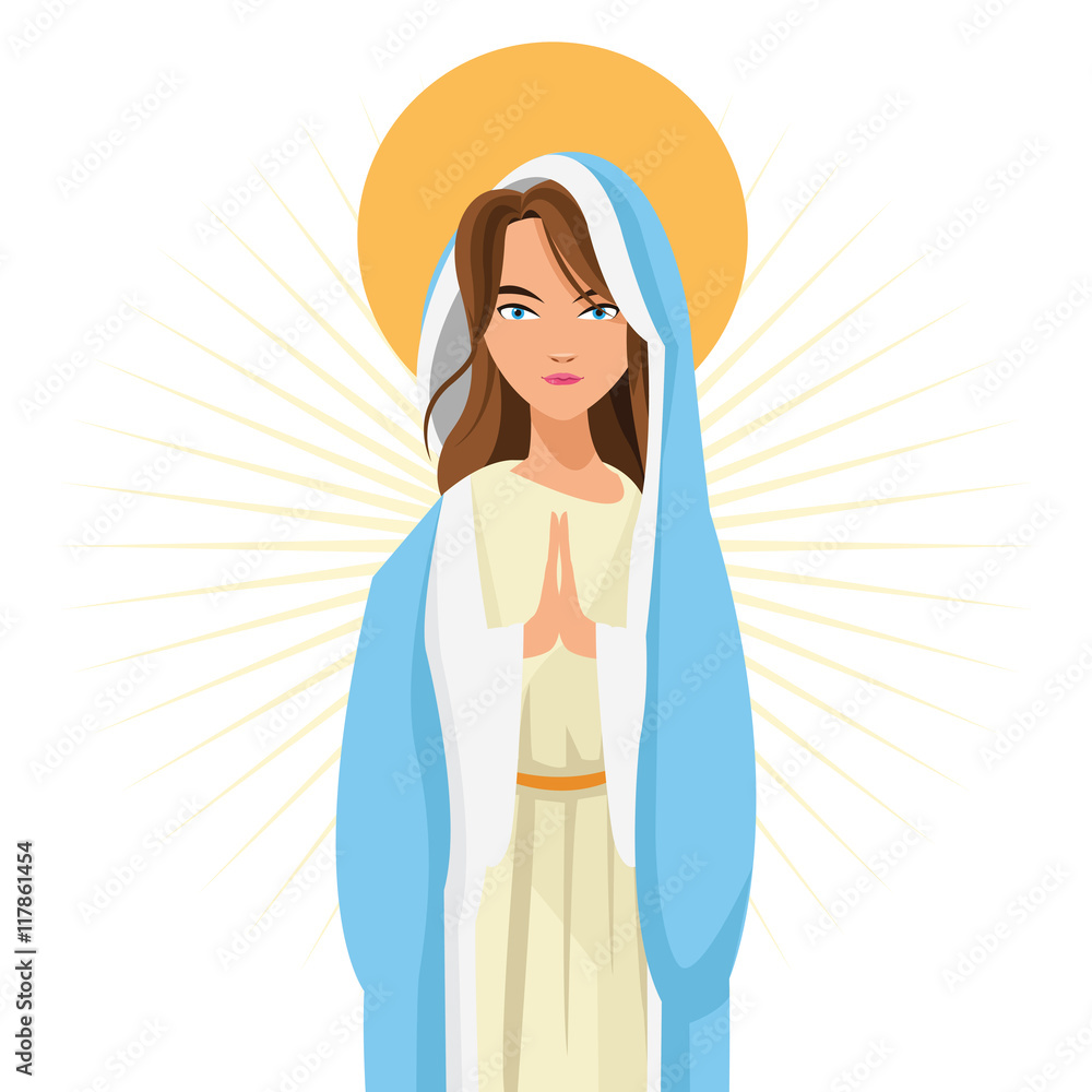 Holy mary woman girl cartoon religion saint icon. Pastel colored and isolated illustration. Vector graphic Holy mary woman girl cartoon religion saint icon. Pastel colored and isolated illustration. Vector graphic