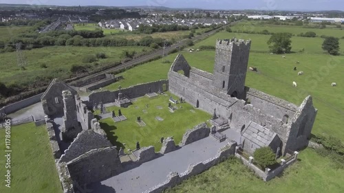 Aerial View Ruins of Clare Abbey near Ennis, Co. Clare - Ireland 