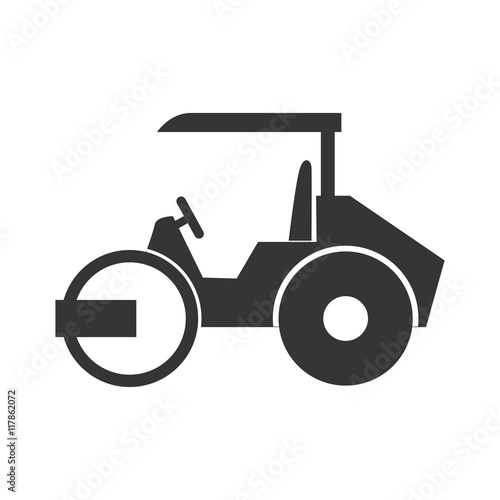 steamroller truck construction machinery vector graphic isolated and flat illustration