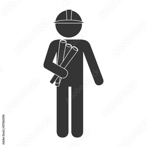 architect helmet designs plan construction silhouette vector graphic isolated and flat illustration 