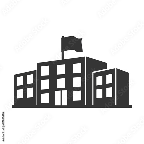 school building education flag college study university vector graphic isolated and flat illustration